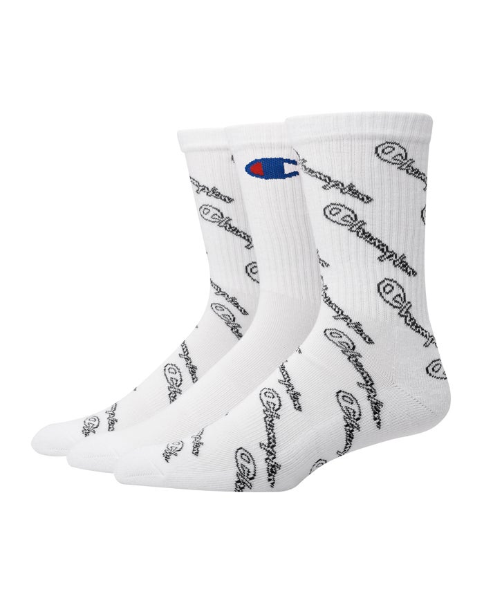 Calcetines Champion Hombre - Crew Script Logo 3-Pairs ( Blancas ) 7149530-GK